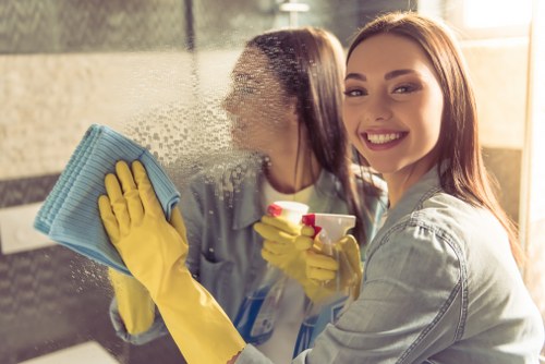 Local cleaning team working in a Notting Hill apartment with period details